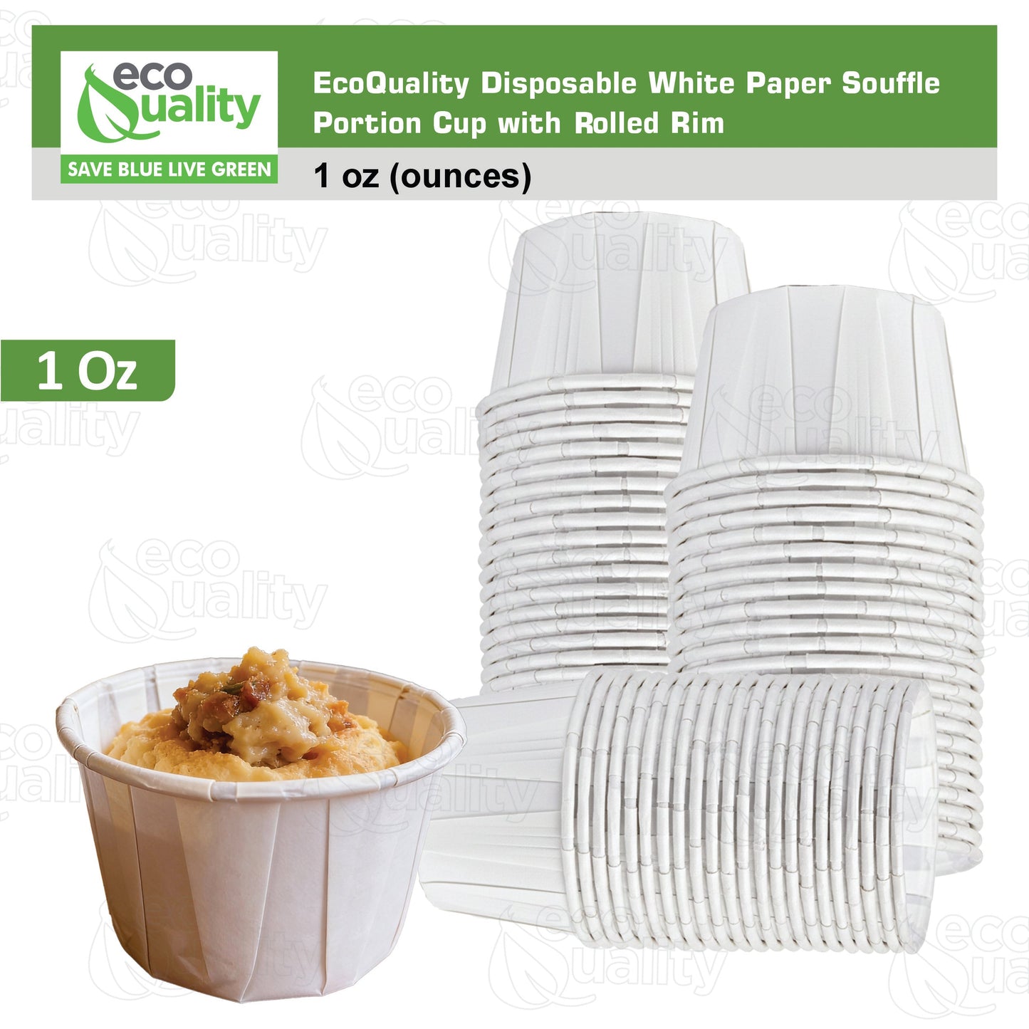 Disposable White Paper Souffle Cup with Rolled Rim