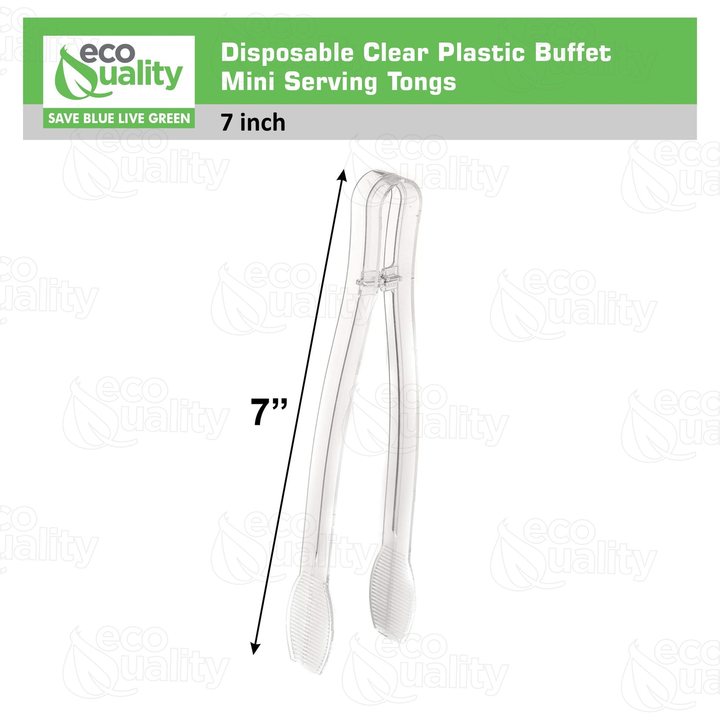 7" Heavy Duty Serving Tongs Clear