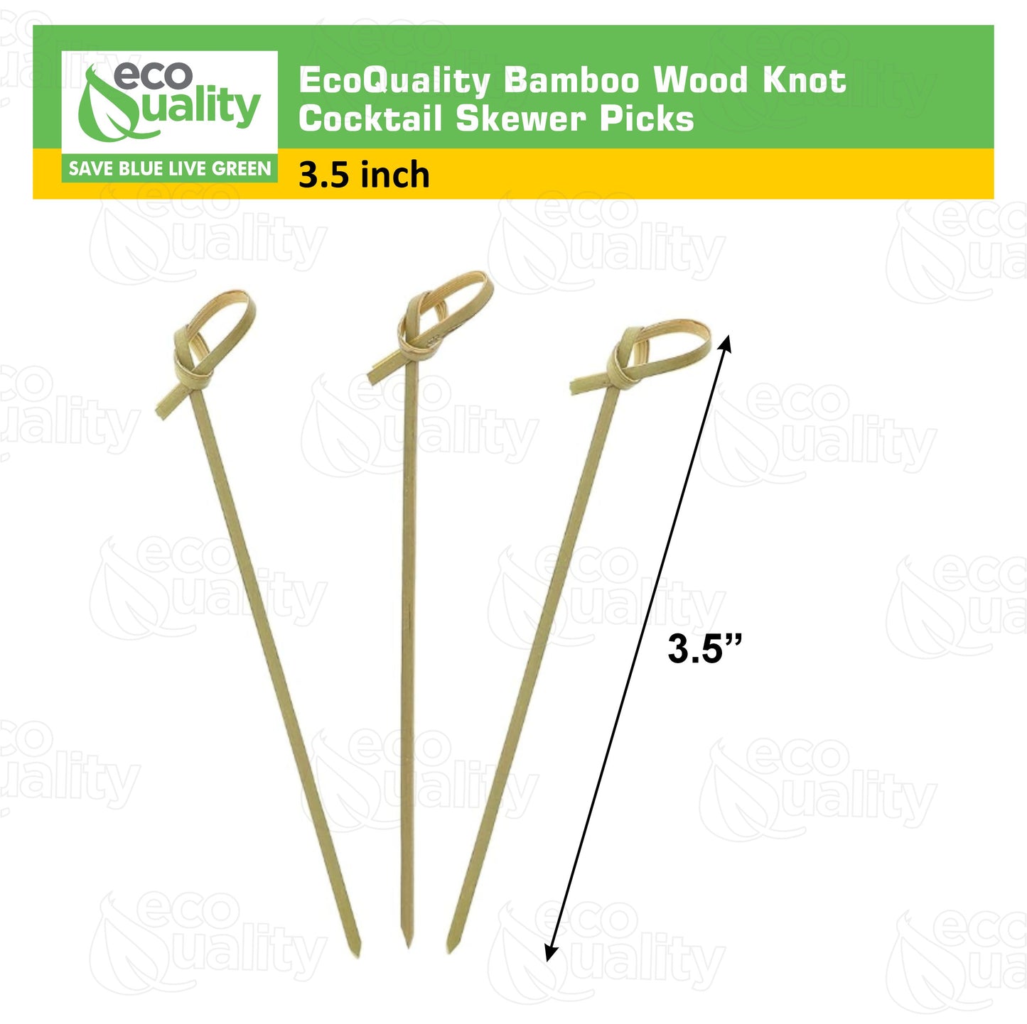 Bamboo Wood Knot Cocktail Skewer Picks - 3.5 Inches Great for Appetizers, Parties, Samplers, Hors' D'oeuvre, Snacks, Cheese, Biodegradable
