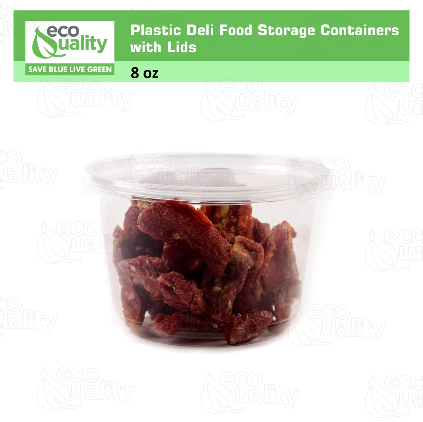 Round Plastic Deli Food Storage Containers with Lids Translucent Clear (8oz, 16oz, 32oz)