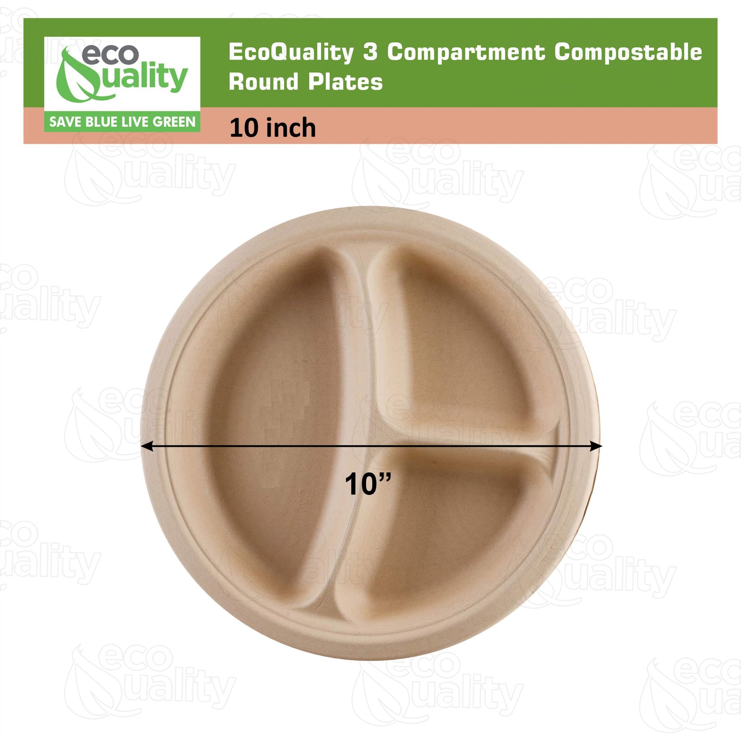 Compostable Natural 3 Compartment Sugarcane Round Plates 100% Biodegradable