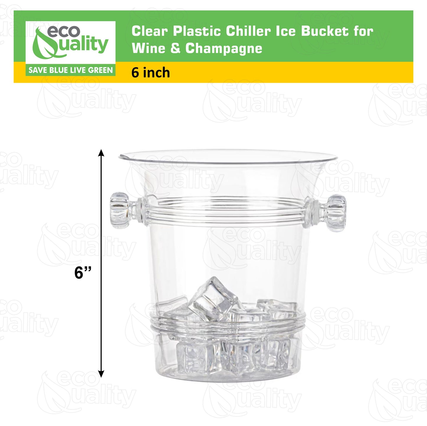 6" Clear Plastic Ice Bucket Cooler for Wine & Champagne