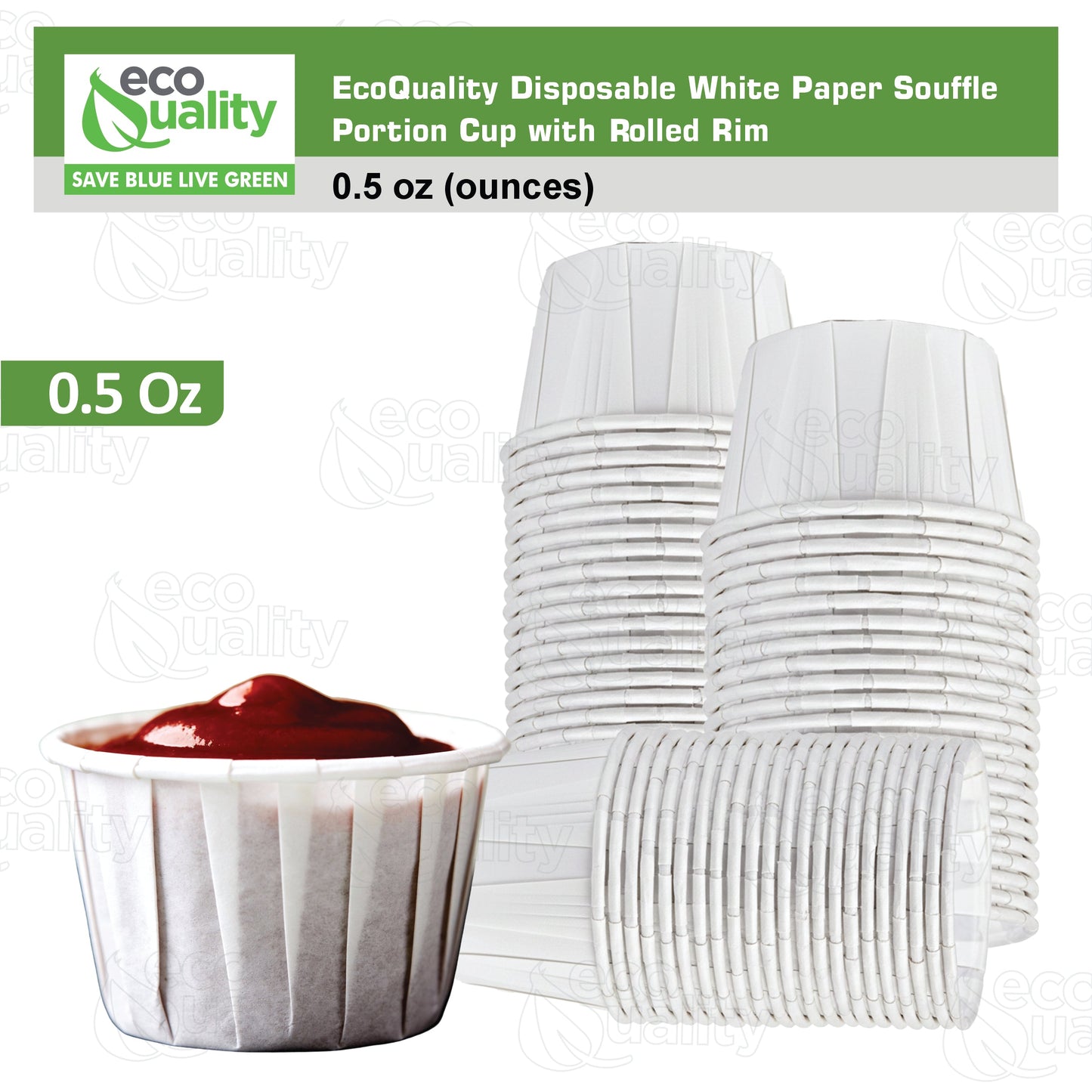 Disposable White Paper Souffle Cup with Rolled Rim
