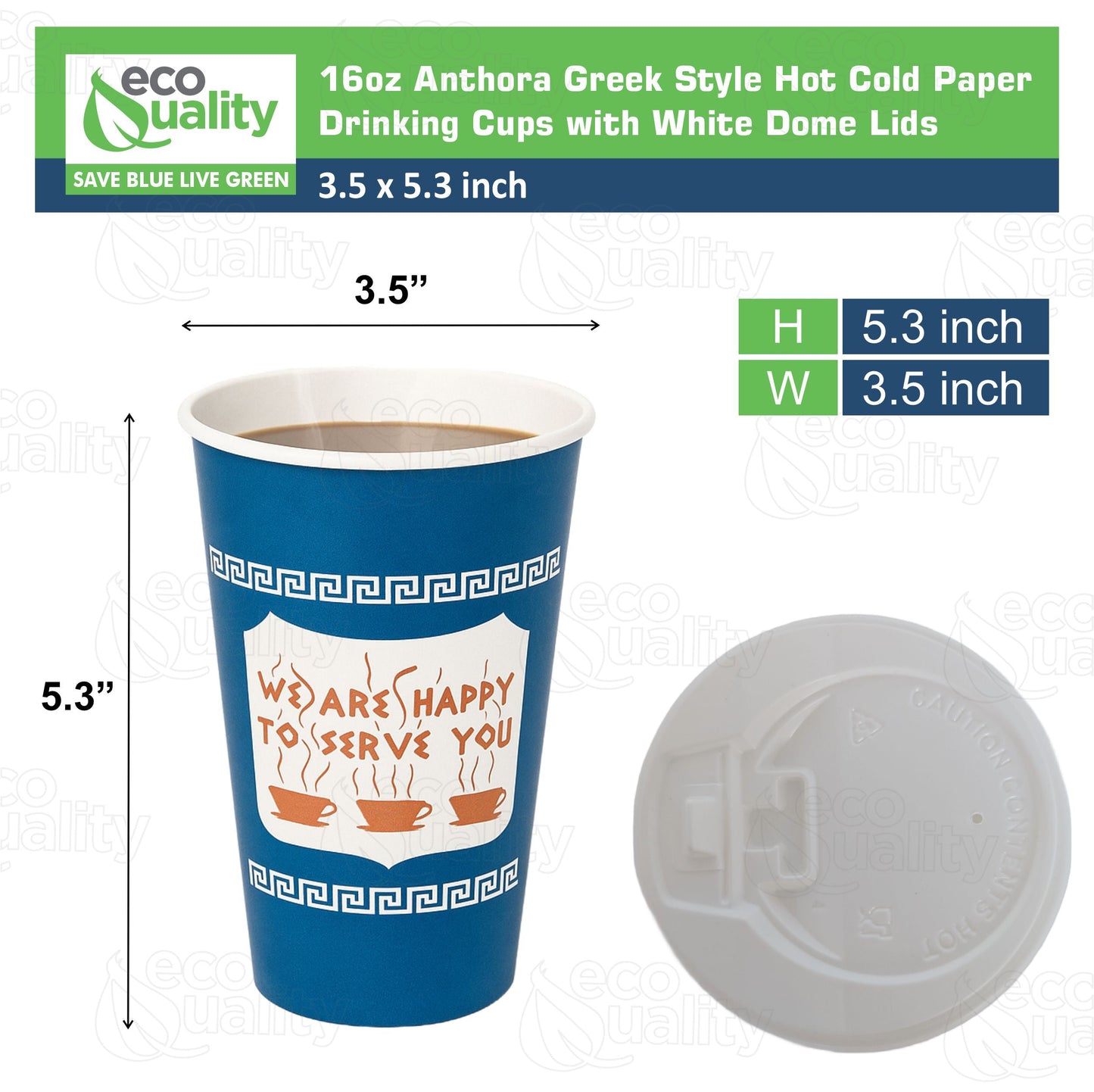 New York Greek Style Insulated Paper Hot Cold Cups with White Dome Lids