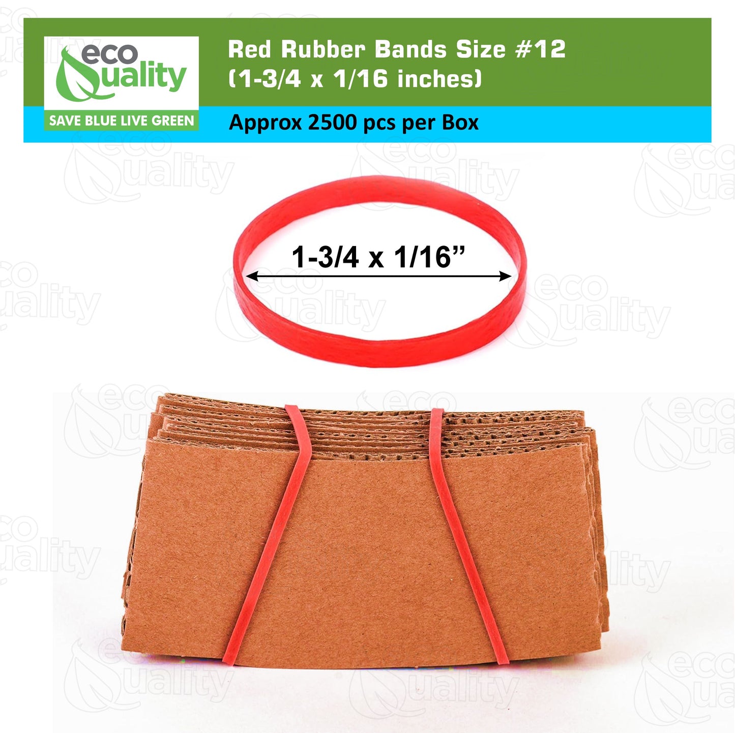 #12 Red Rubber Bands 2500pc Per Box (1-3/4" x 1/16")