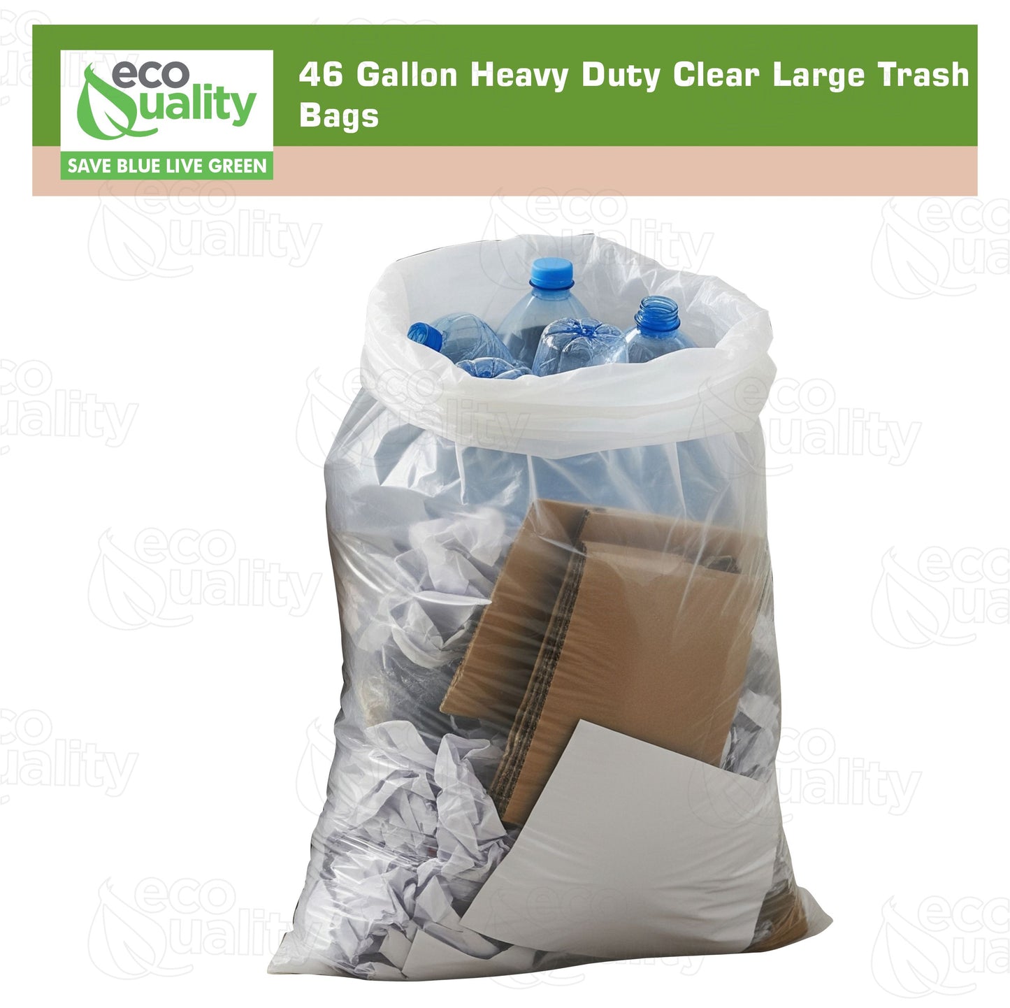 Plastic Strong Clear Recycling Trash Bags Wastebasket Receptacle Can Liner Large Heavy Duty Garbage Bags (13 gal, 30 gal, 39 gal, 46 gal, 50 gal, 58 gal)