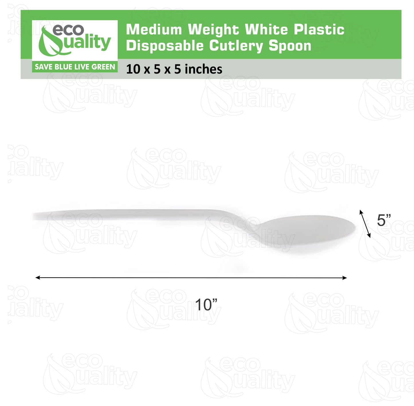 Disposable Plastic Medium Weight Spoon White/Black Unwrapped