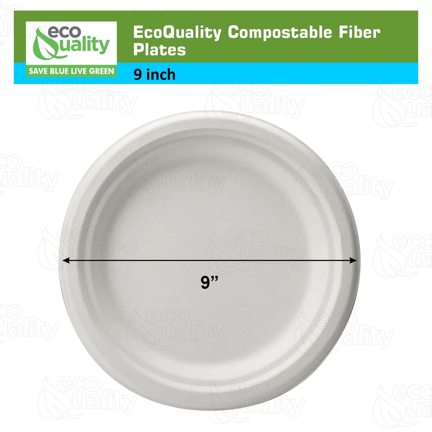 9 Inch Round White Compostable Fiber Plates