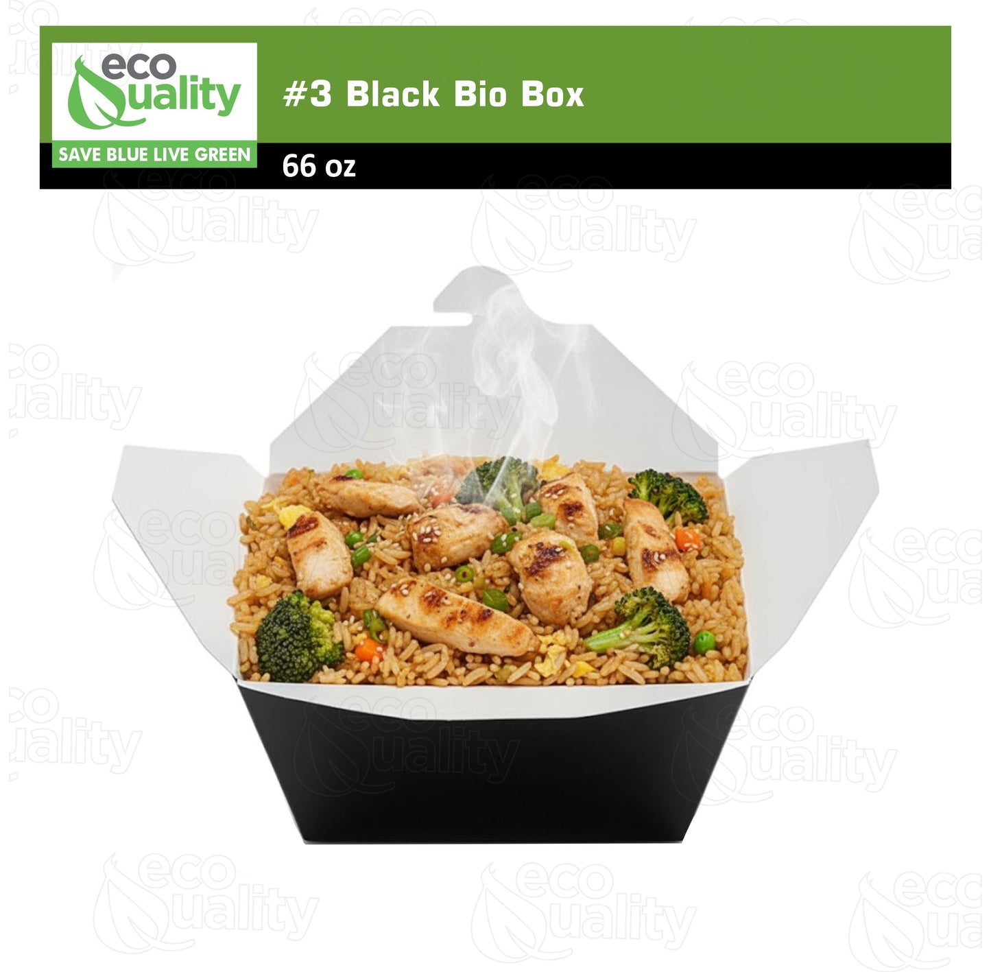 #3 Black Paper Take Out Food Containers with Closeable Lid