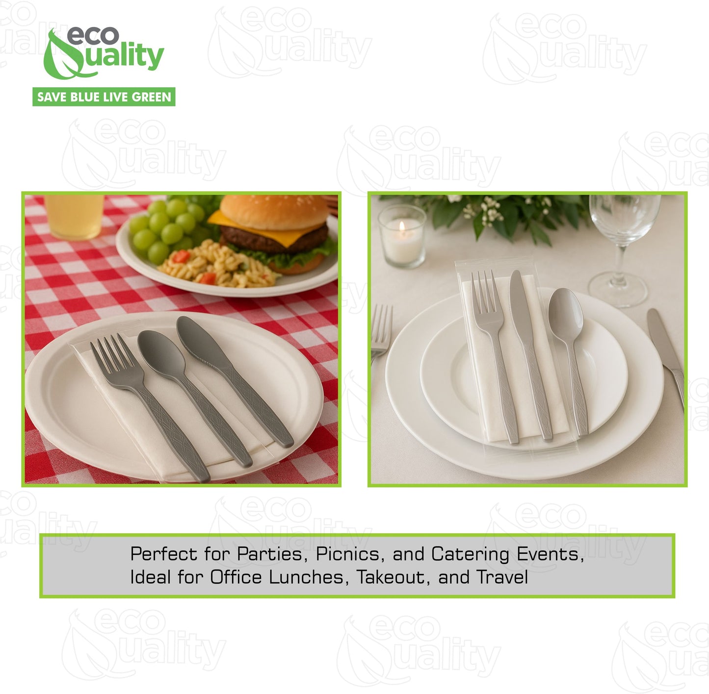 Disposable Plastic Wrapped White Heavy Duty Cutlery Kit 4 in 1 - Fork/Spoon/Knife/Napkin