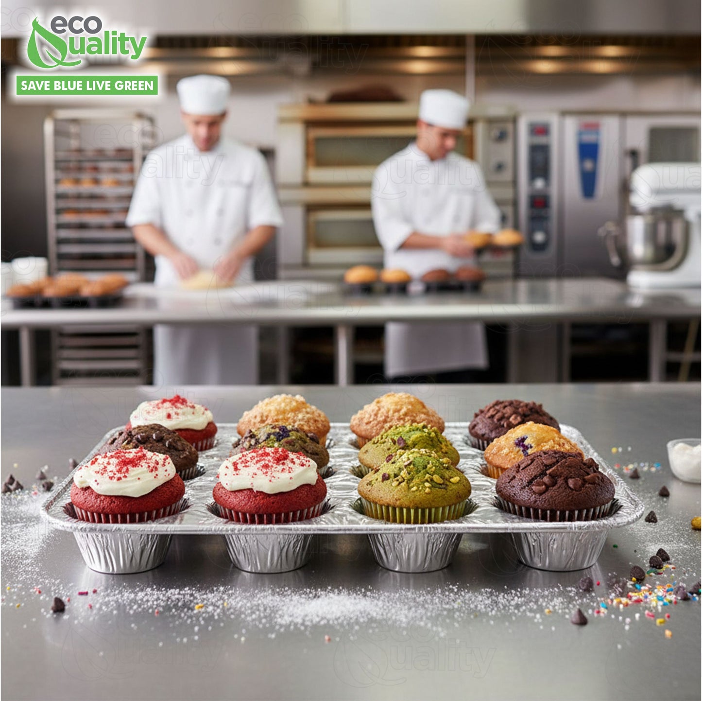 Aluminum 12-Cup Muffin Pan - Disposable Aluminum Cupcake Pans - Reusable, Recyclable - Muffin Tin Great for Baking Cupcakes, Muffins, Small Pies