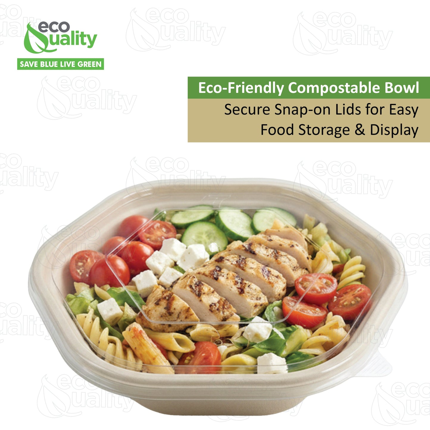 Hexagon 47oz disposable bowl made from sugarcane fiber compostable catering use