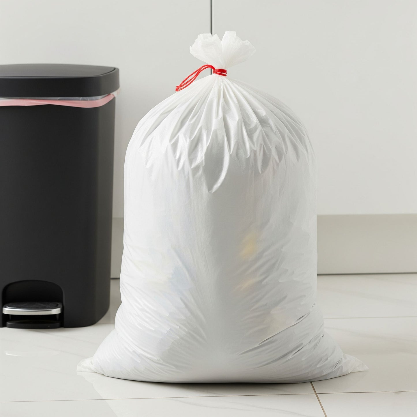 Plastic Trash Bags - White Tall Kitchen Garbage Bags (13 Gallon)