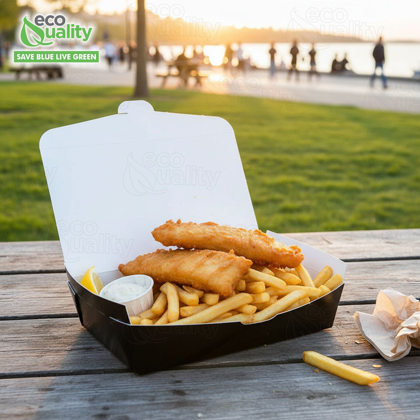 #2 Black Paper Take Out Food Containers with Closeable Lid
