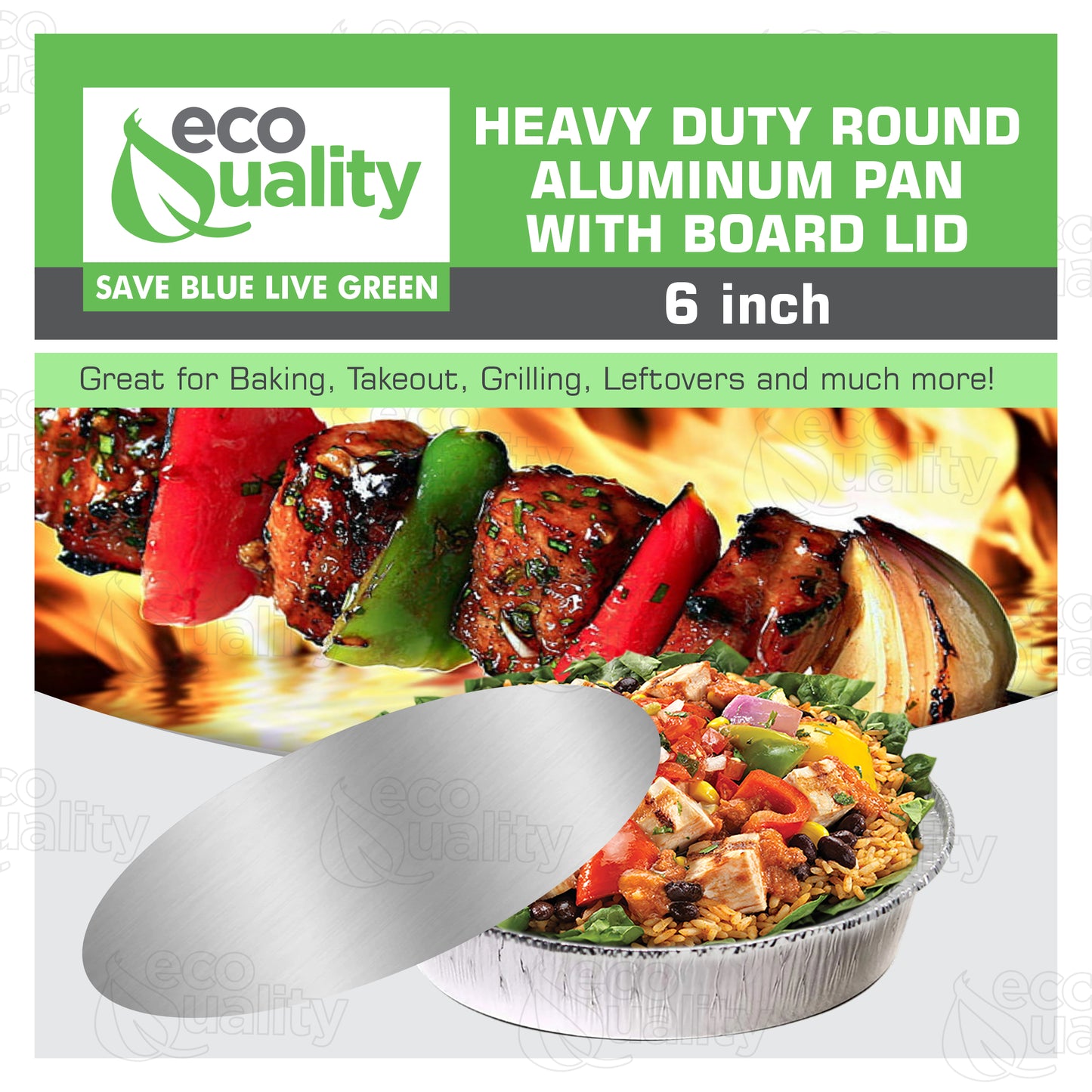 Disposable Round Aluminum Foil Takeout Pans with Flat Board Lids