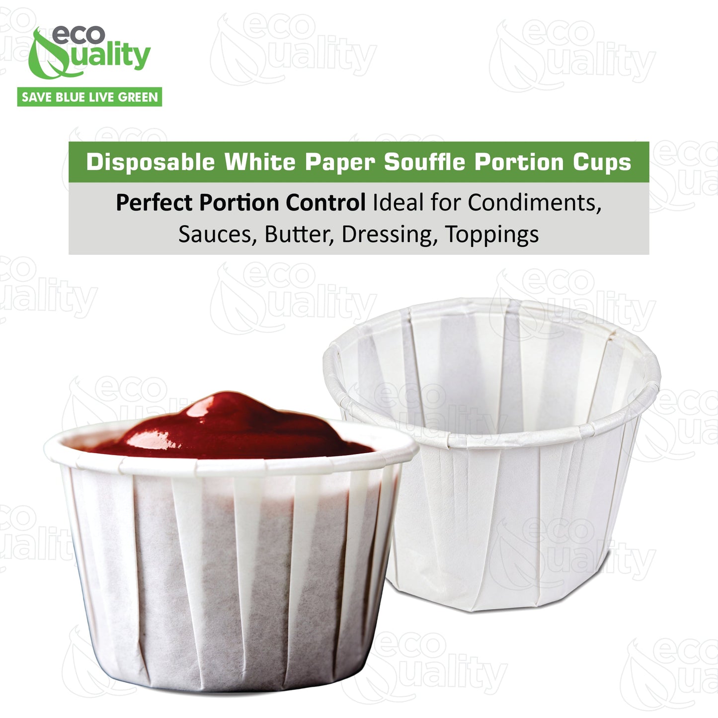 Disposable White Paper Souffle Cup with Rolled Rim