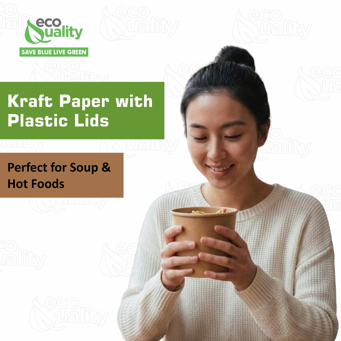 Disposable Kraft Paper Soup Containers with Plastic Lids - Kraft Paper Ice Cream Containers / Yogurt Cups with Plastic Lids (8oz, 12oz, 16oz)