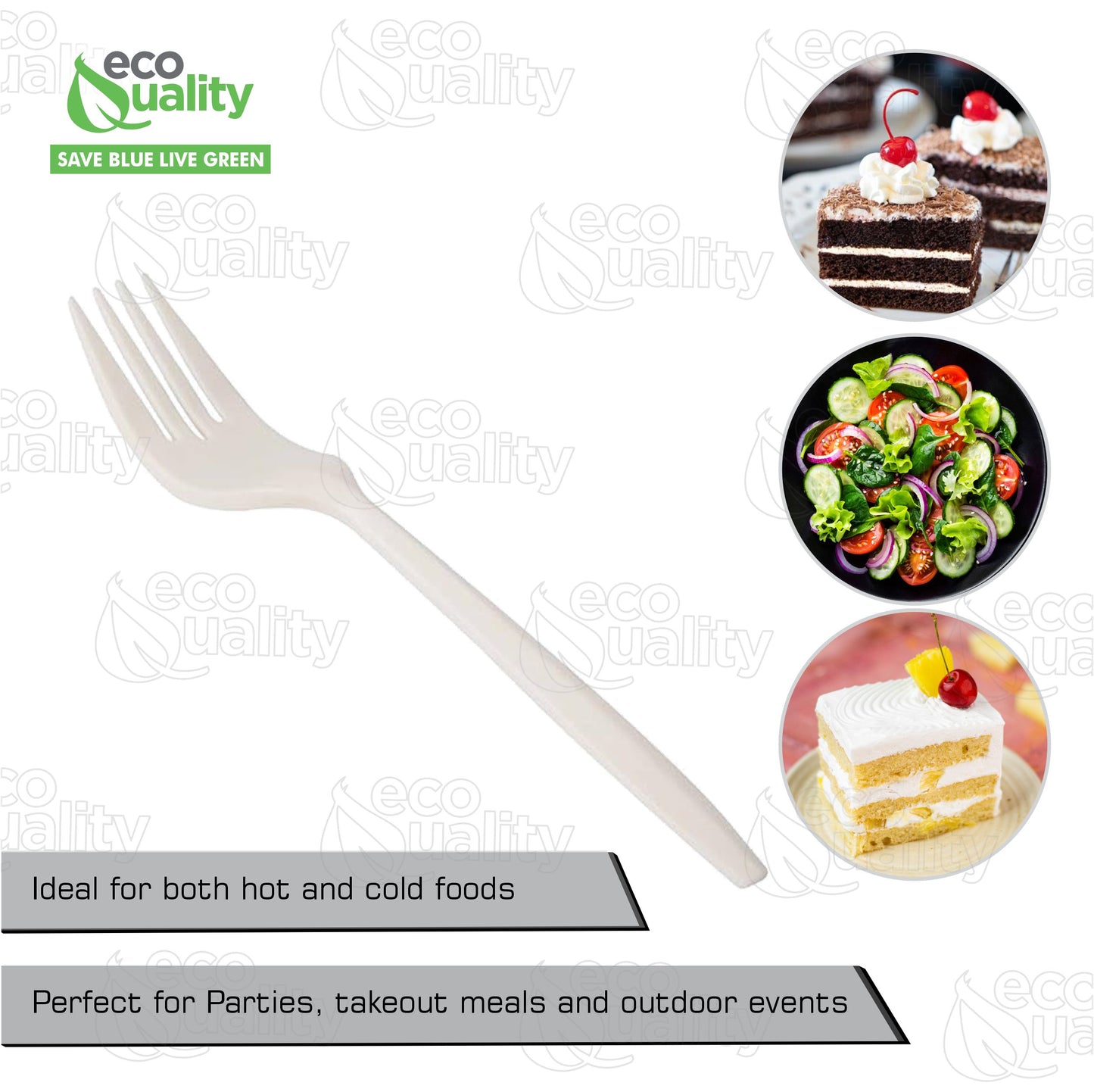 Disposable Plastic Cutlery Fork (1000 Count) Medium Weight White/Black Unwrapped - Great for Parties, Office, Lunch, Restaurants, Take-Out