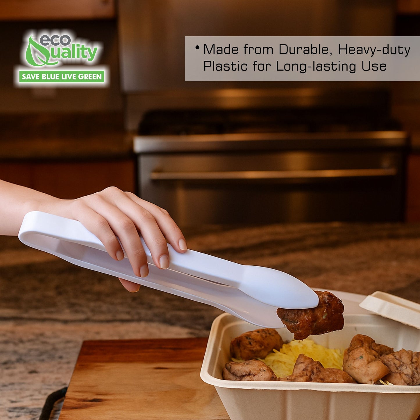 9" Heavy Duty Serving Tongs White