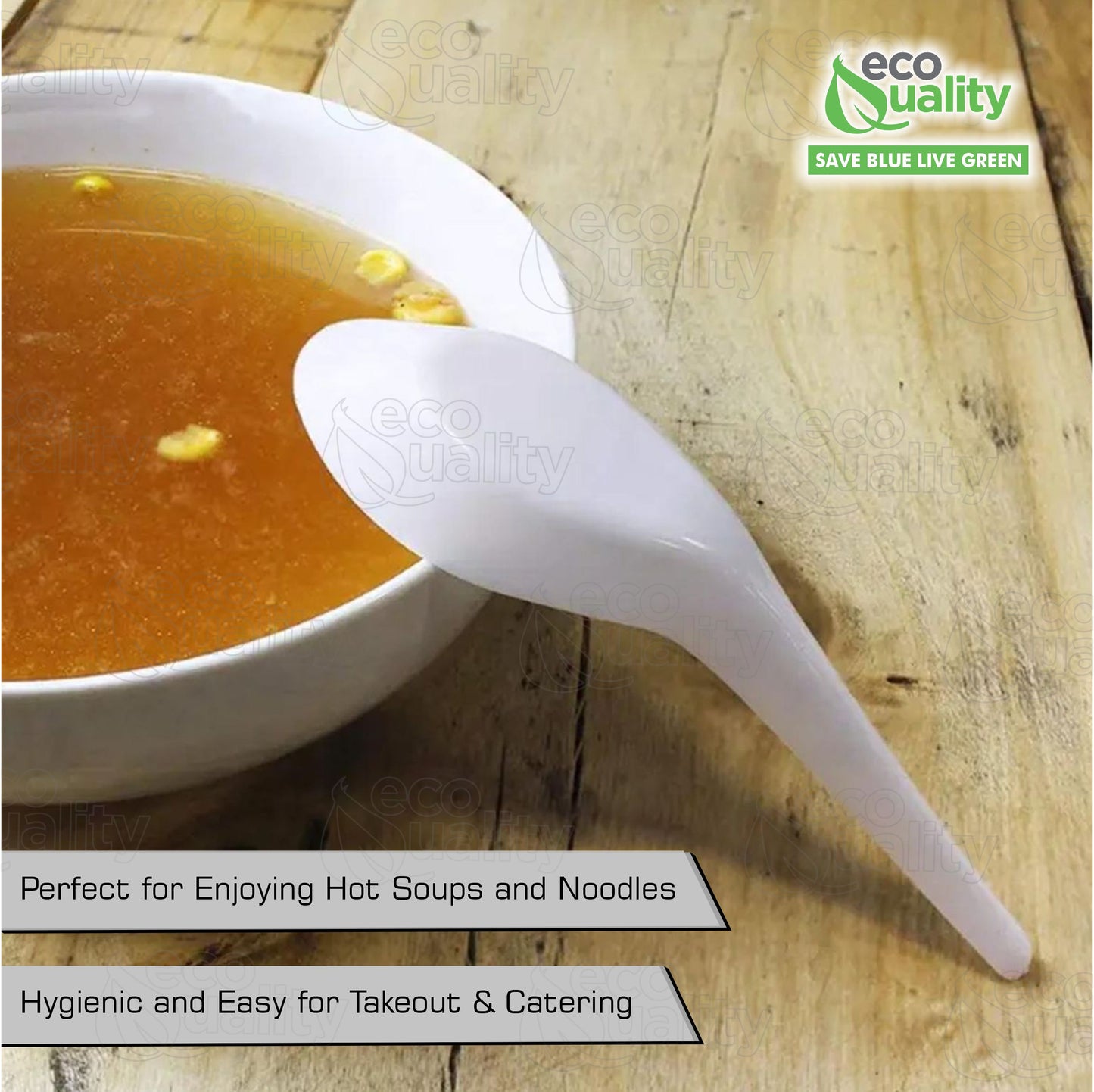 Asian White Plastic Disposable Dining Soup Spoons