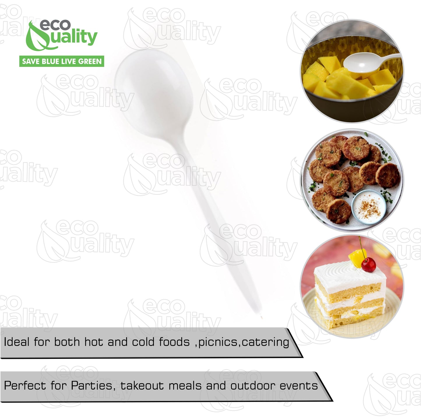 Disposable Plastic Medium Weight Spoon White/Black Unwrapped