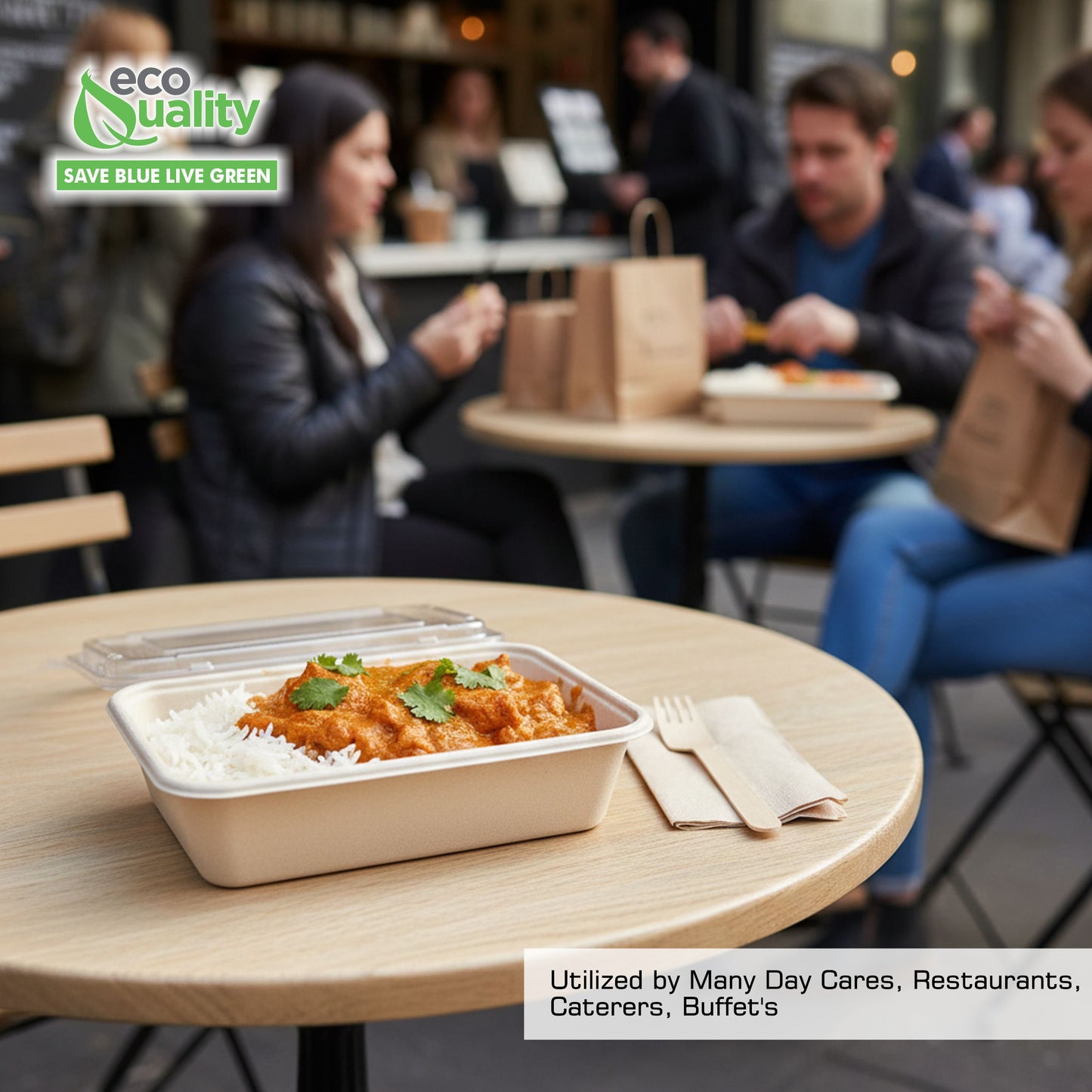 Compostable Rectangular Food Containers with Lids