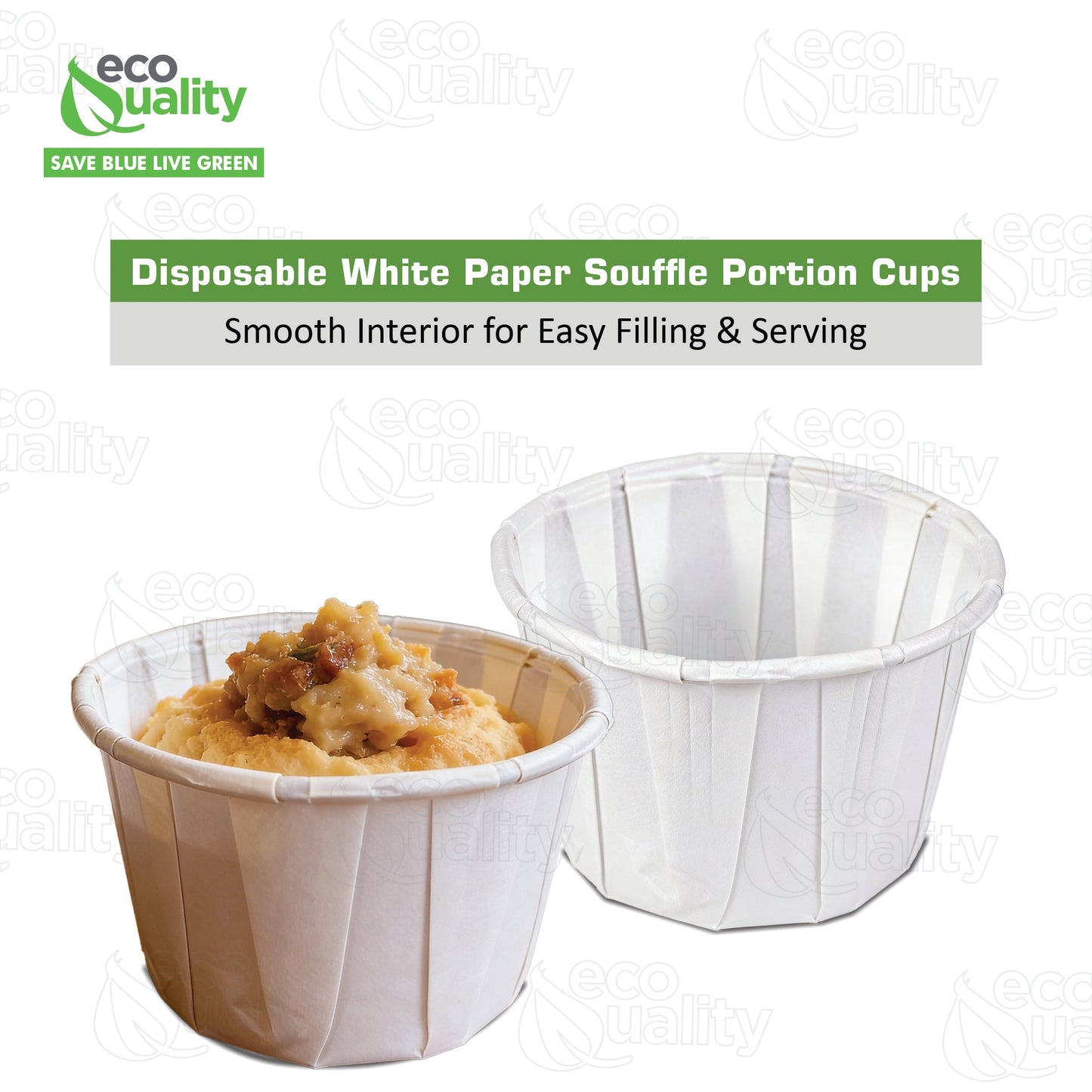 Disposable White Paper Souffle Cup with Rolled Rim