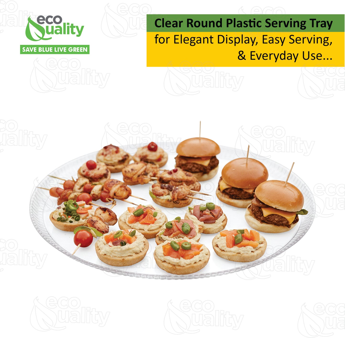 Ridged Clear Round Plastic Tray – Durable Serving Trays for Catering