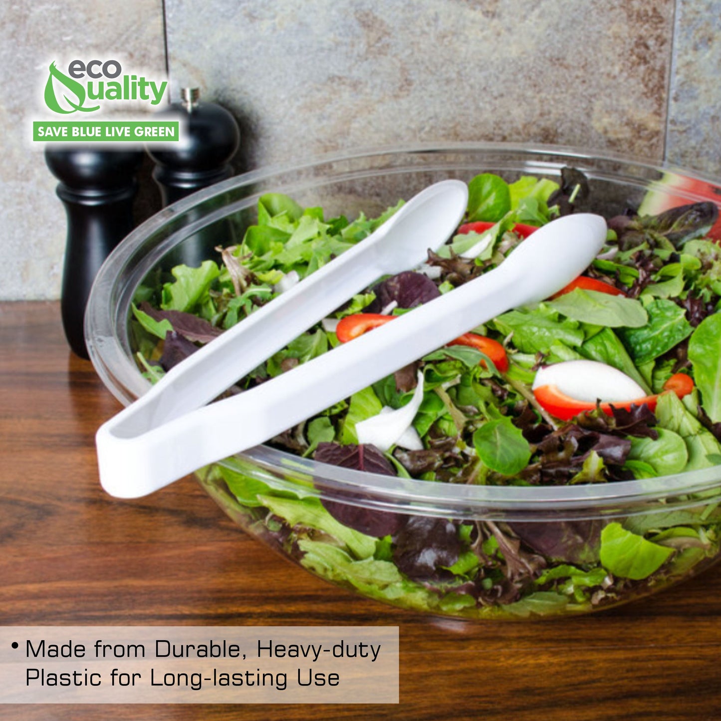 12" Heavy Duty Serving Tongs White