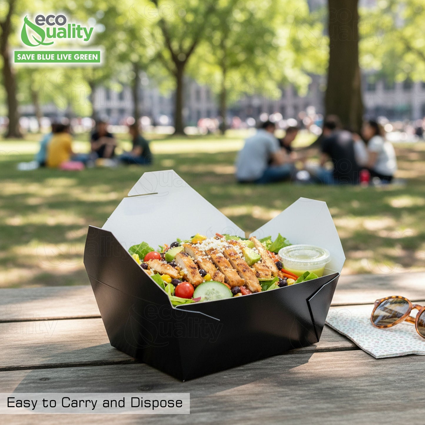 #4 Black Paper Take Out Food Containers with Closeable Lid