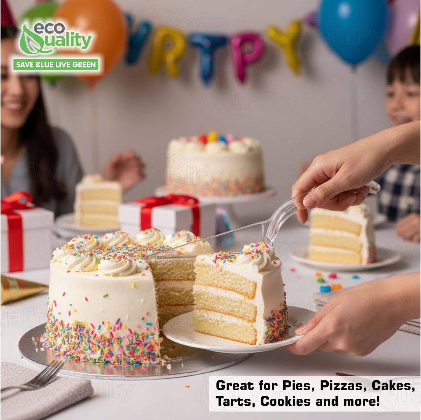 10" Clear Disposable Plastic Cake Servers - Cake Lifter
