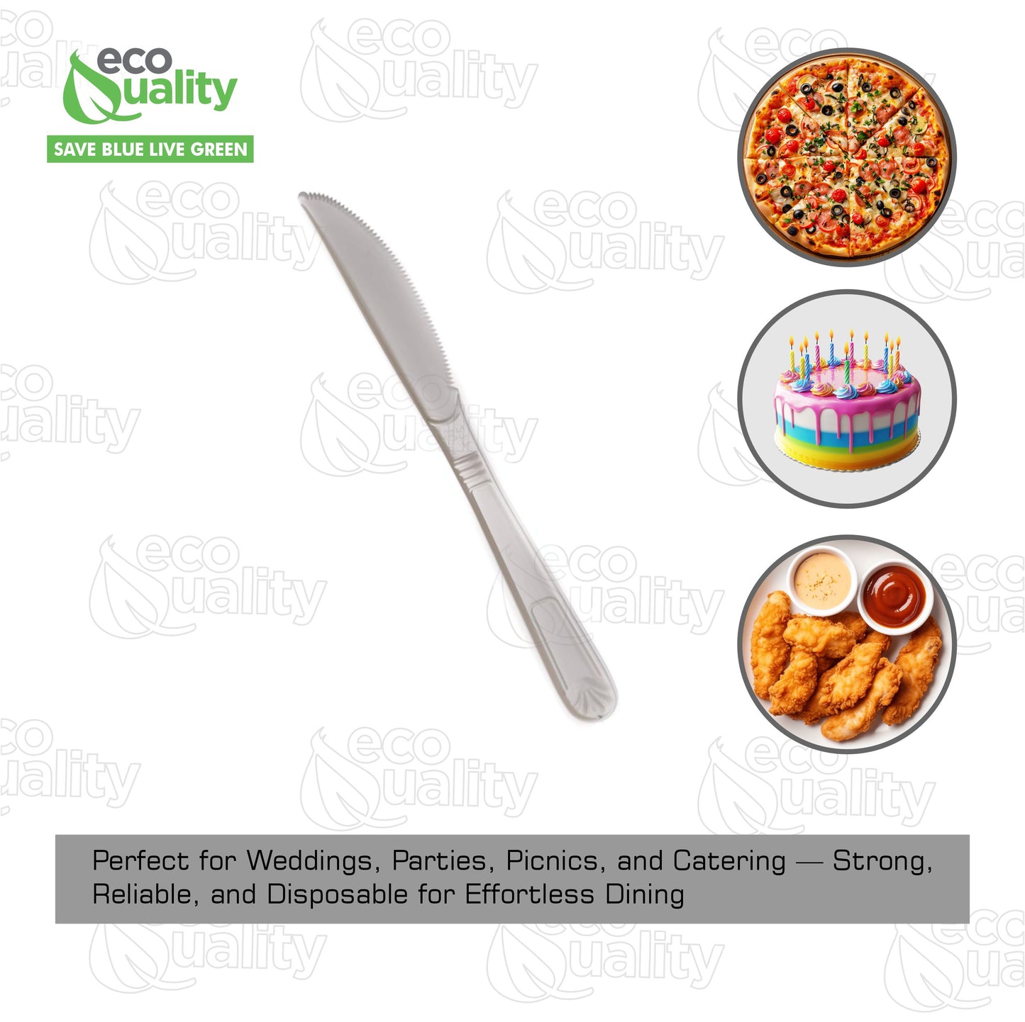 Disposable Plastic Heavy Weight Knives Black/White Unwrapped