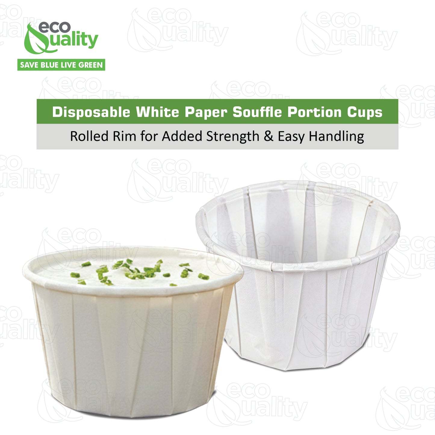 Disposable White Paper Souffle Cup with Rolled Rim