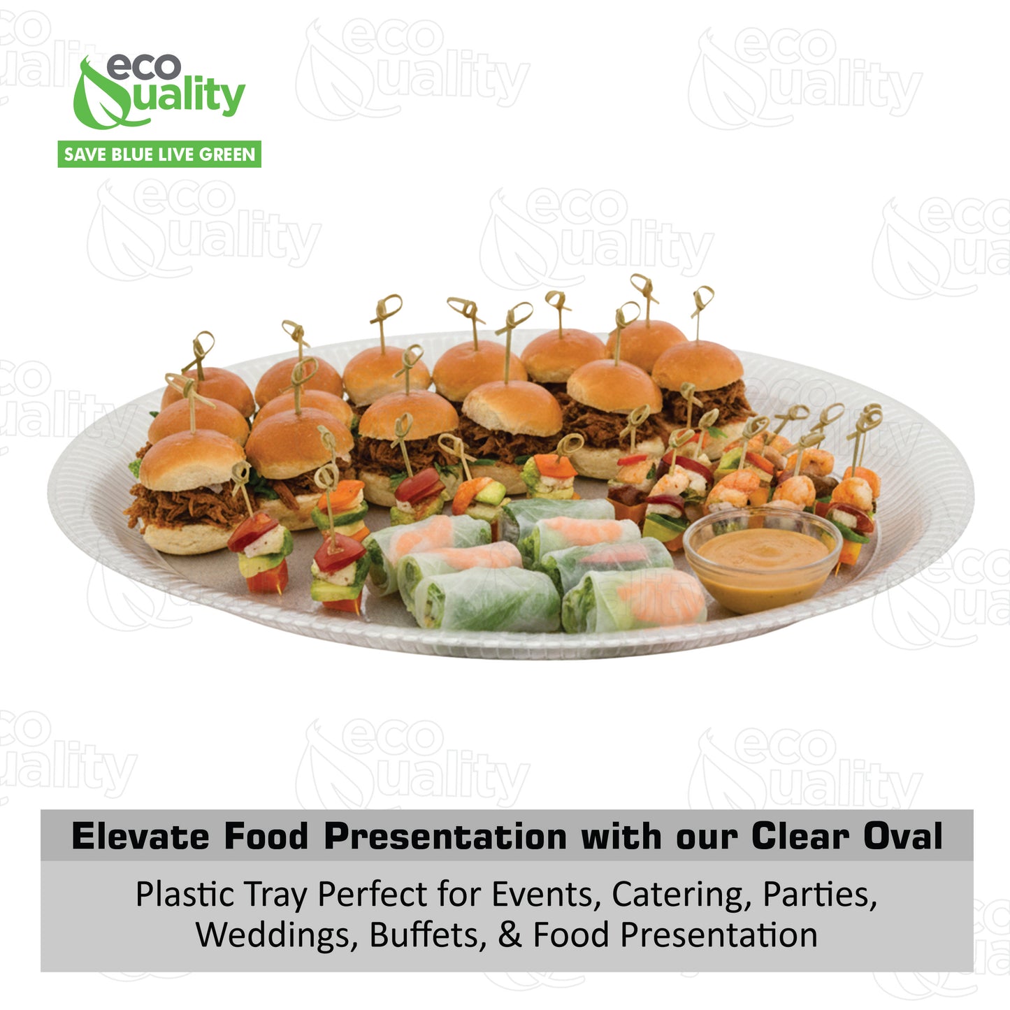 14"x21" Oval Ridged Plastic Serving Platter Tray
