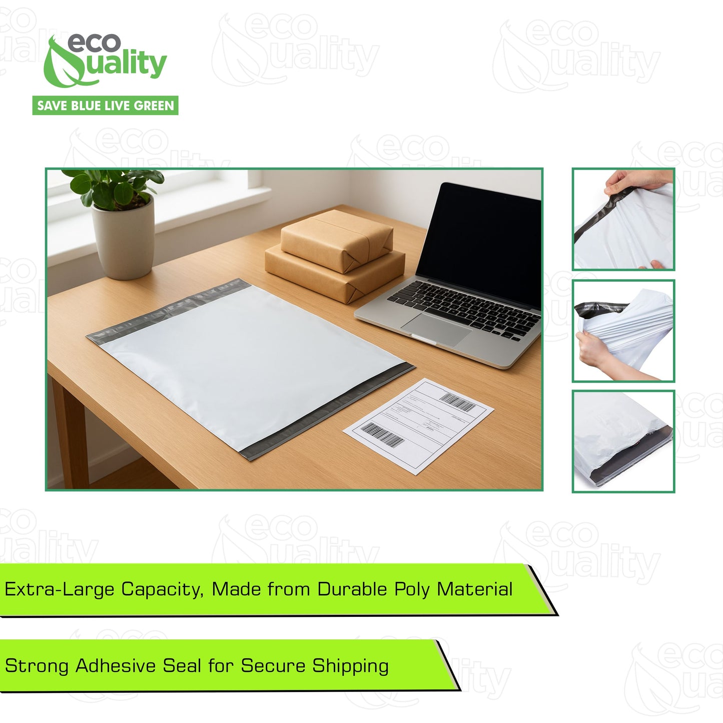 24x24 Large White Postal Poly Shipping Bags - Envelope Mailer with Self Adhesive, Waterproof and Tear-Proof