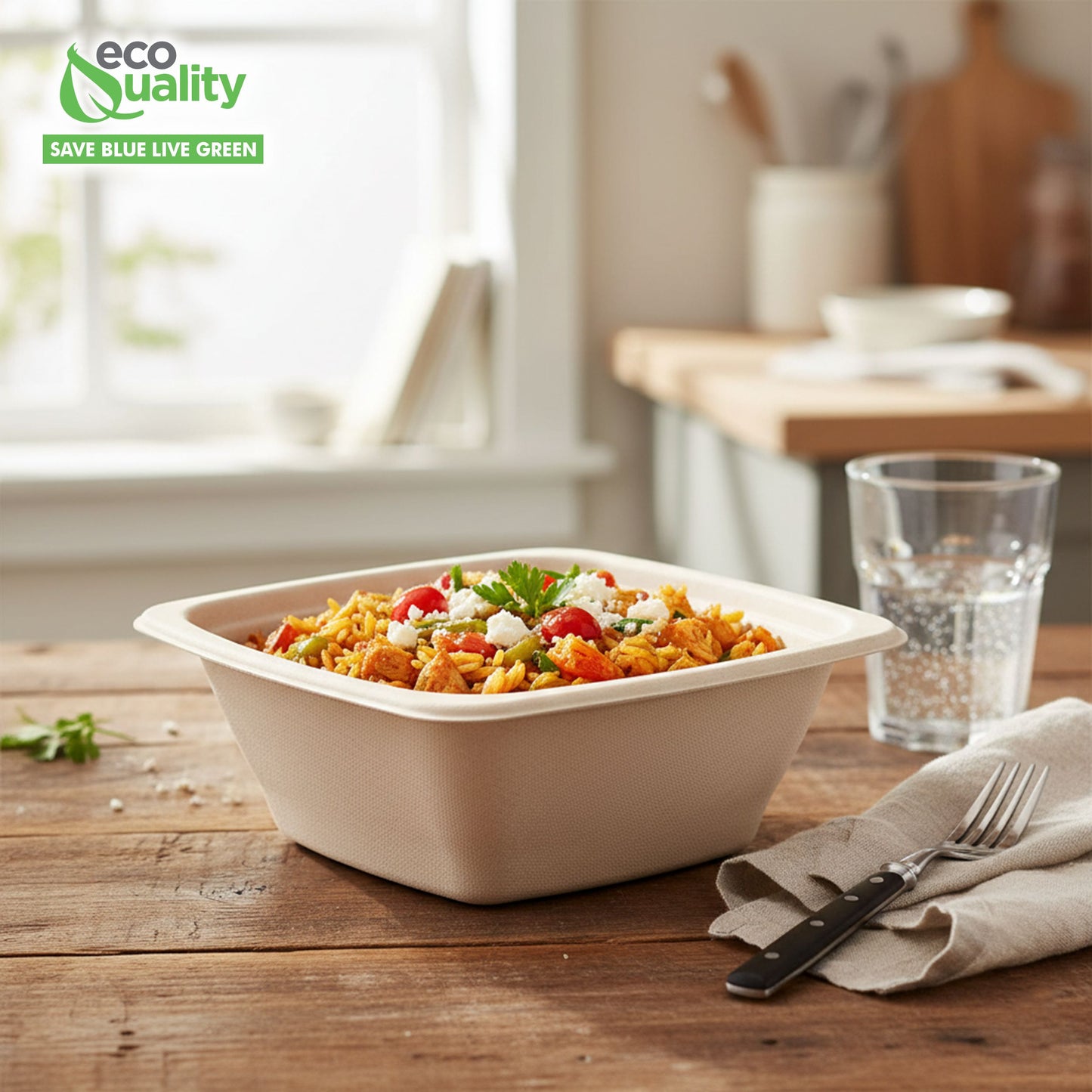 Eco Friendly Disposable Square Bowls Compostable Container