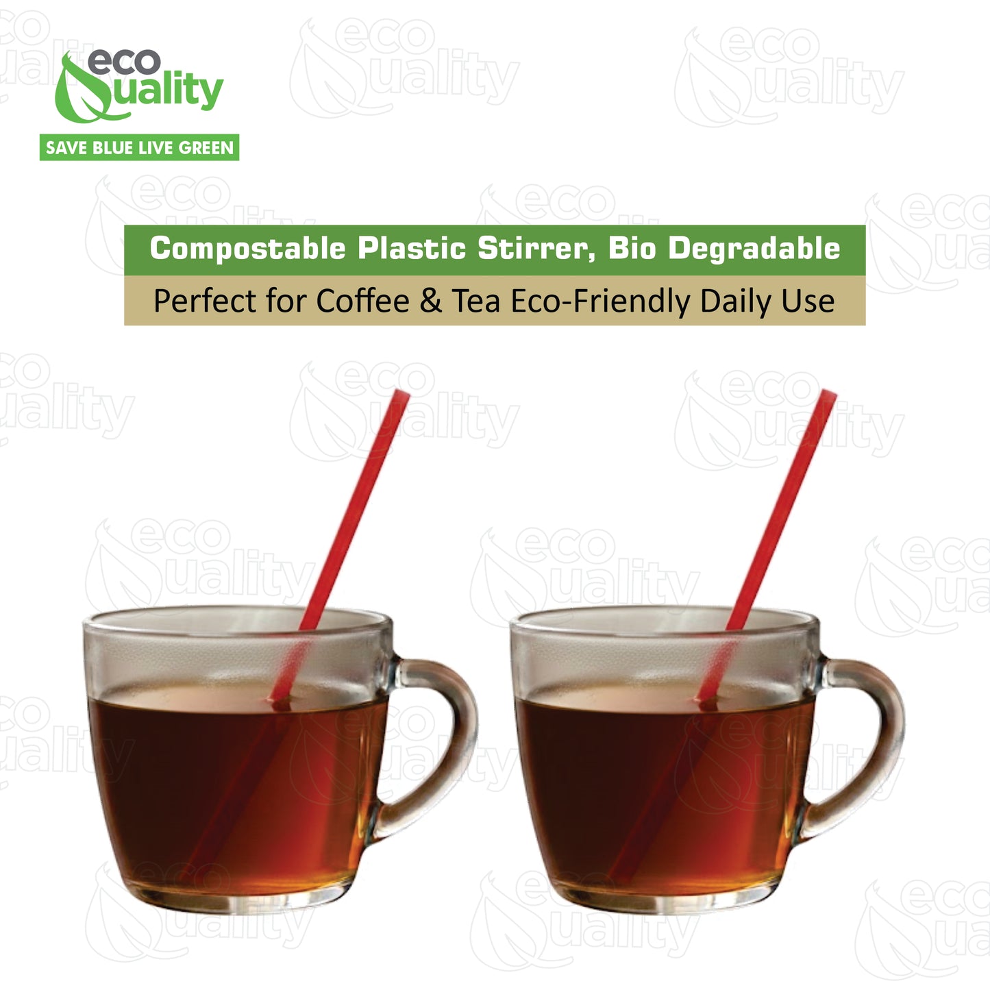 Compostable Plastic Stirrer, Bio Degradable, Eco Friendly, Sip Stirrer, Bar Stirrer, Sip Straw, For Coffee, Cocktail, Latte and Tea - Red