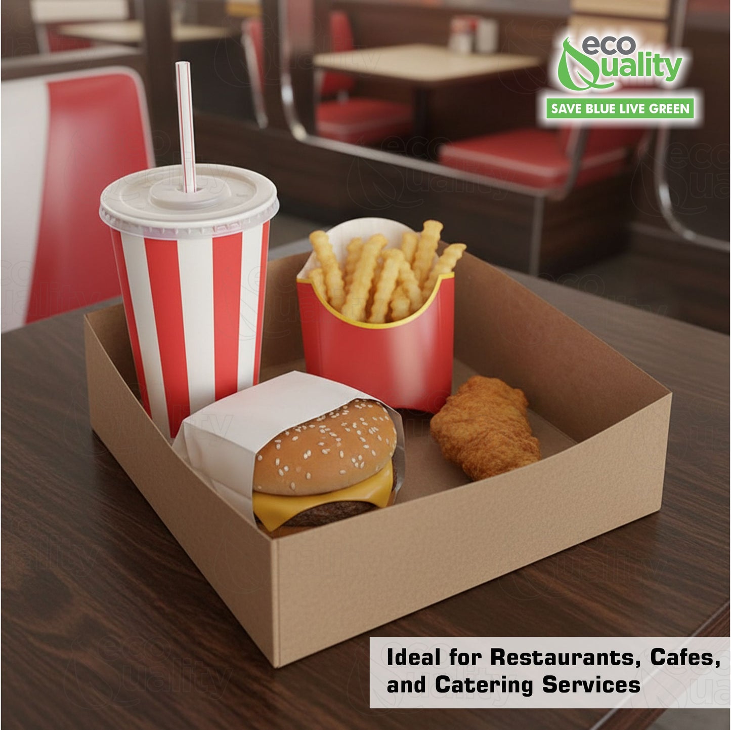 Kraft Paperboard 4 Corner Pop Up Food Tray