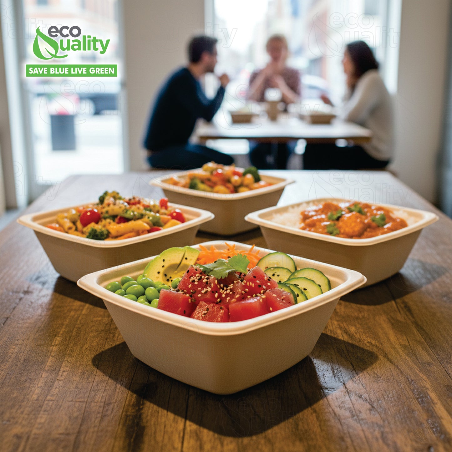 24oz Eco Friendly Disposable Square Bowls Compostable Container