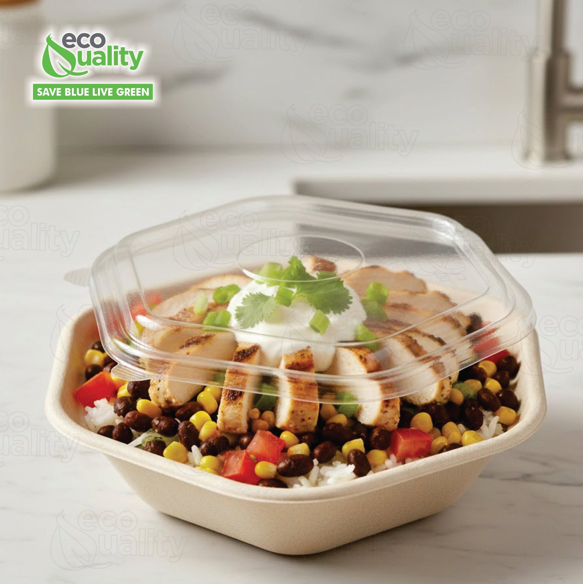 Hexagon 32oz disposable bowl made from sugarcane fiber compostable catering use