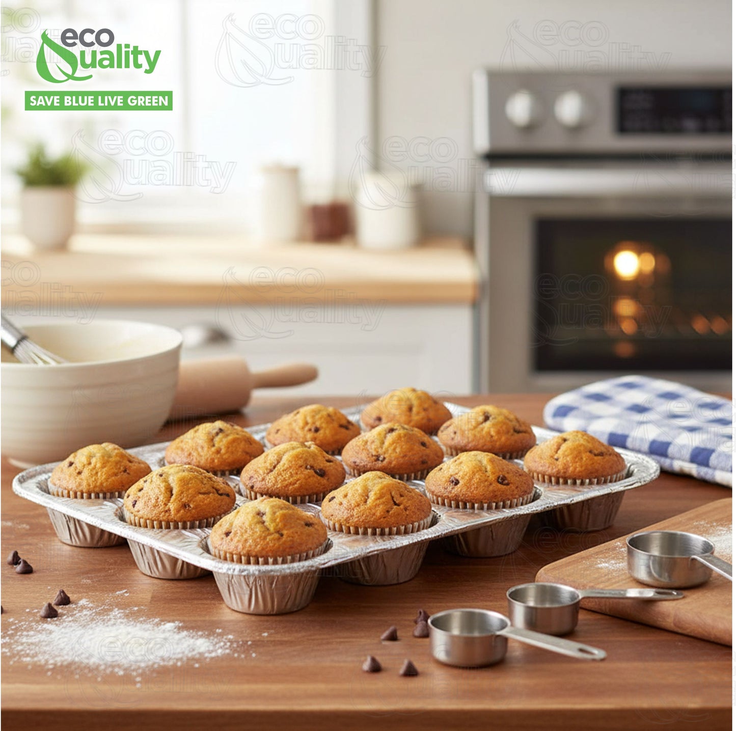 Aluminum 12-Cup Muffin Pan - Disposable Aluminum Cupcake Pans - Reusable, Recyclable - Muffin Tin Great for Baking Cupcakes, Muffins, Small Pies