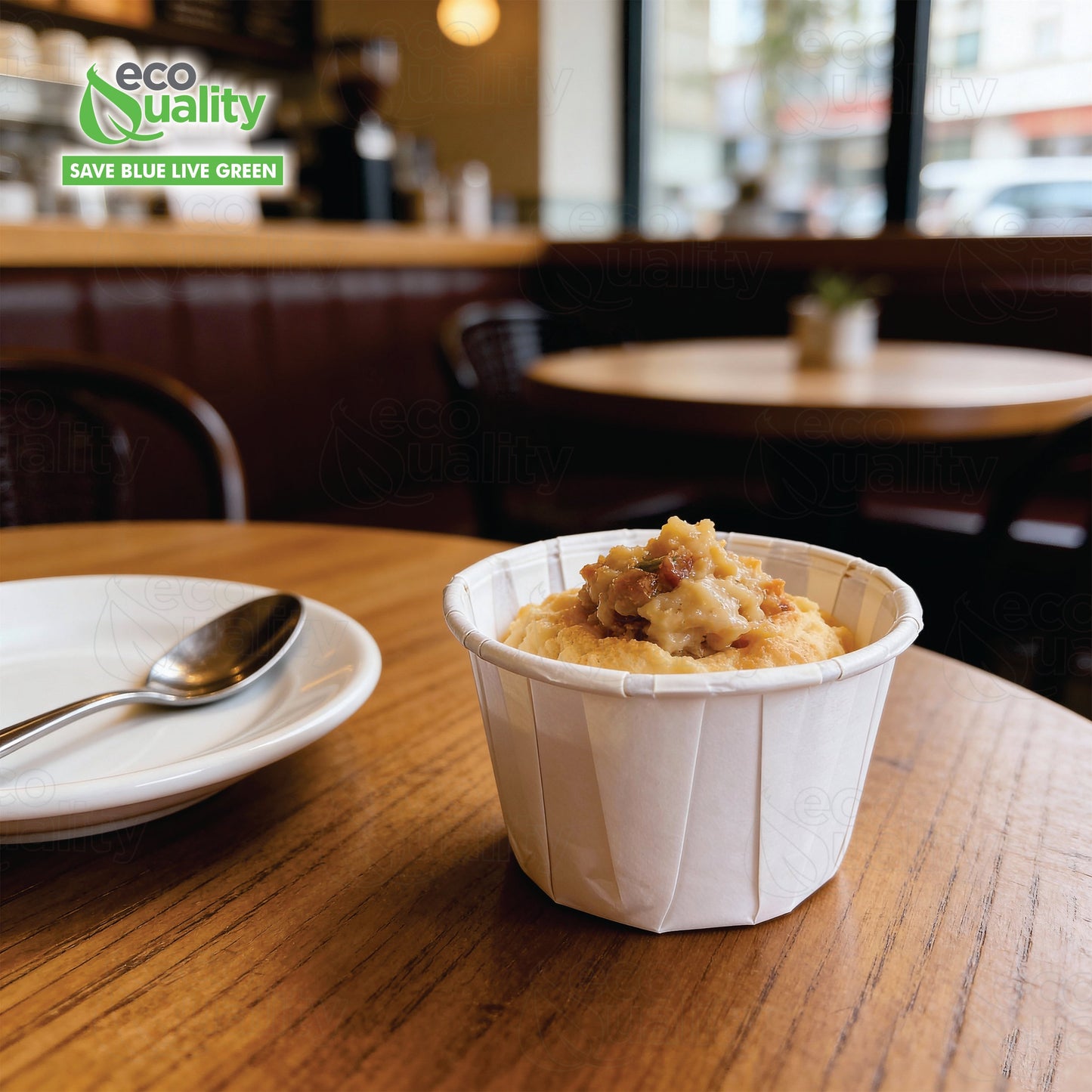 Disposable White Paper Souffle Cup with Rolled Rim
