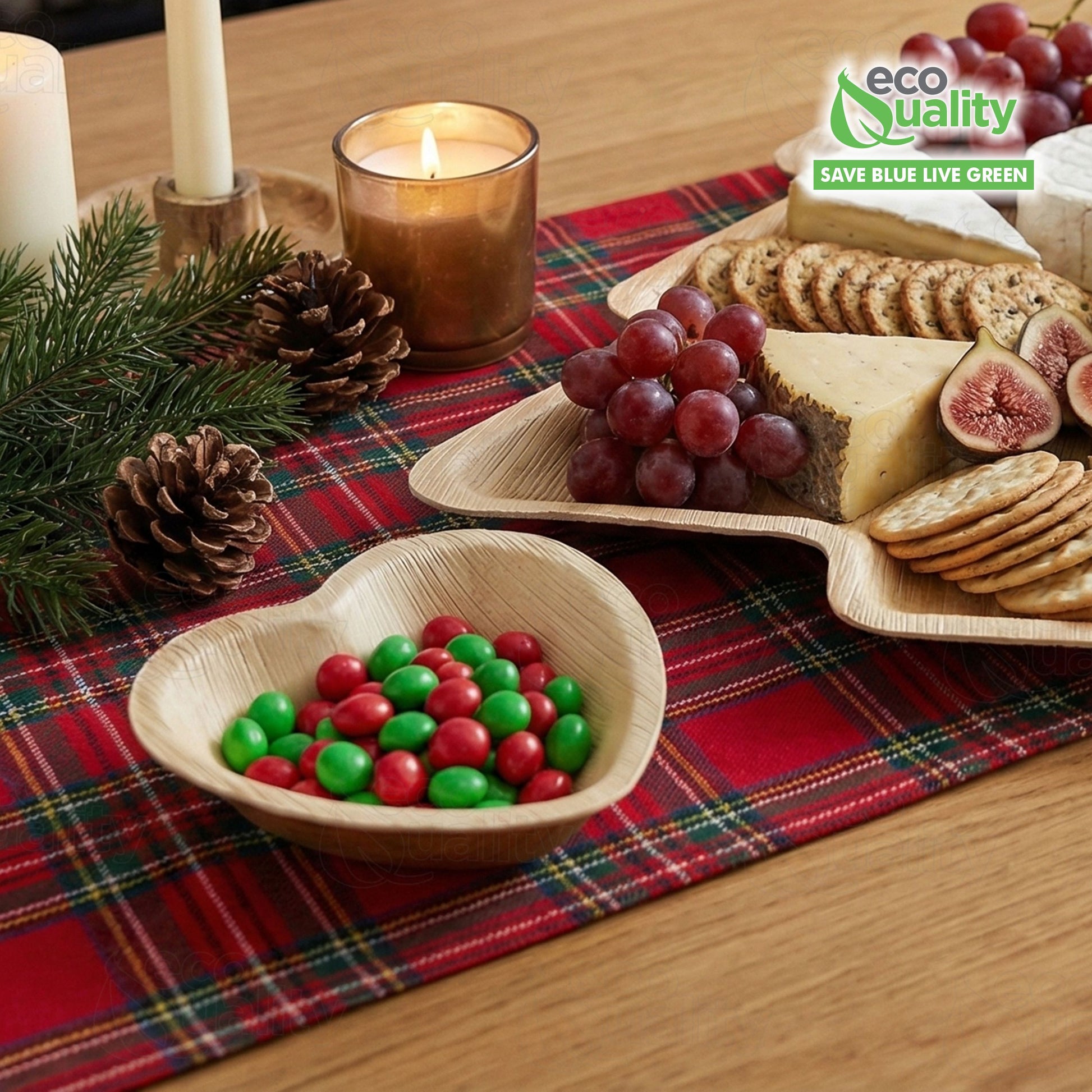 Heart shaped disposable palm leaf plate eco friendly compostable tableware