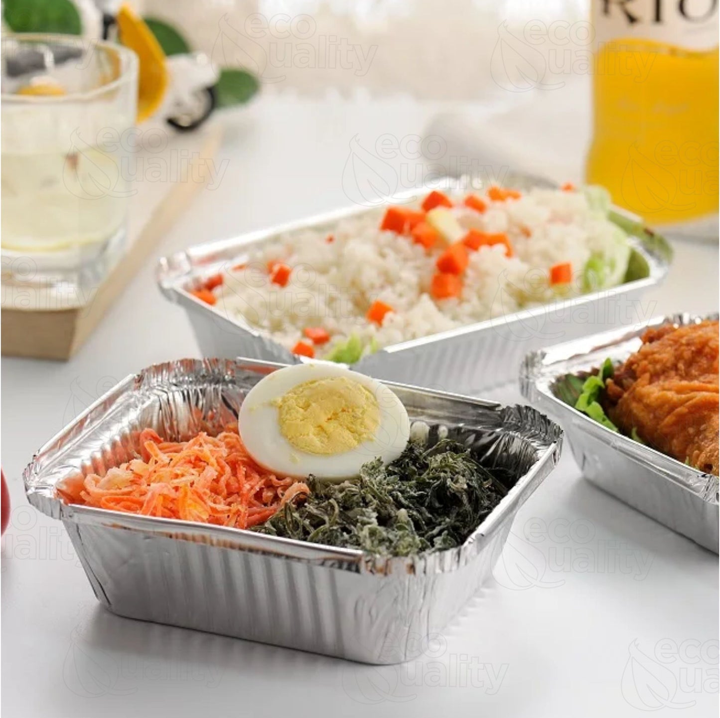 1lb Disposable Takeout Oblong Aluminum Foil Baking Pans with Dome Lids