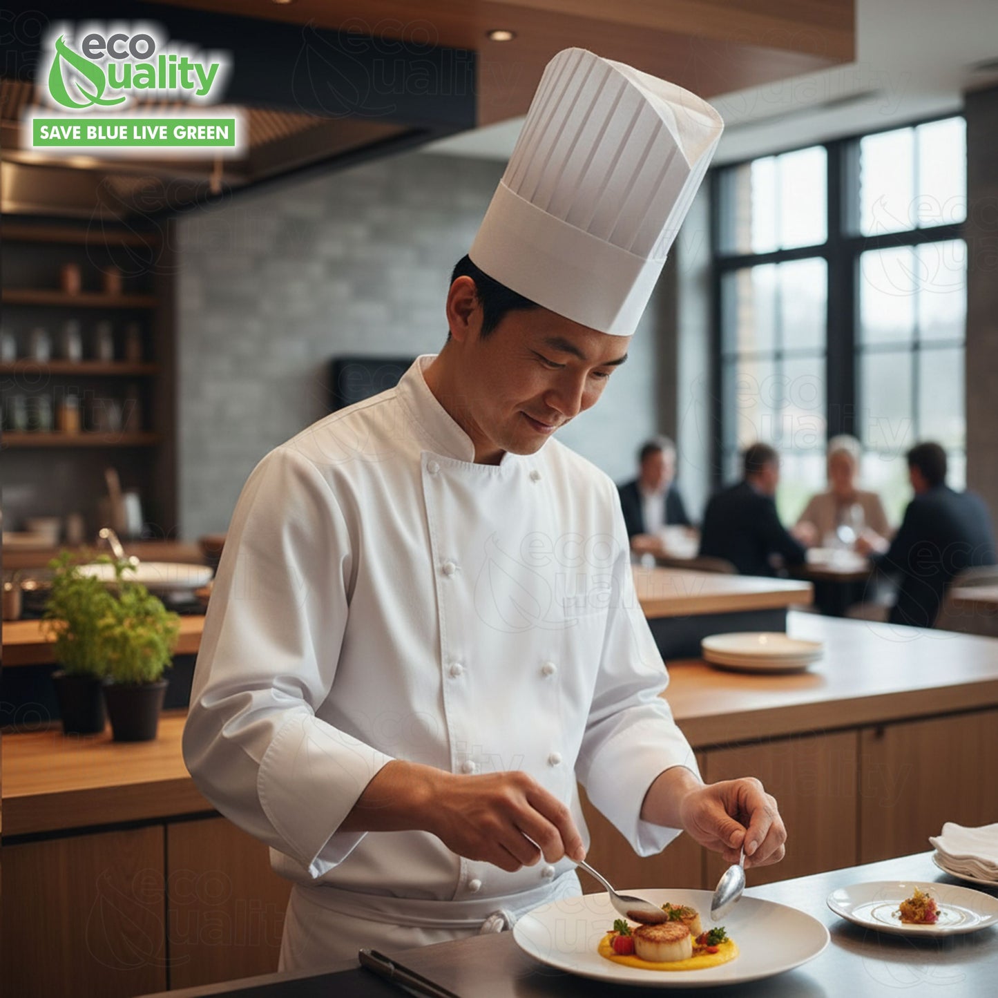 Unisex Chef Jacket Long Sleeves, Chef Coat - Restaurant Kitchen Chef Uniform Button Design