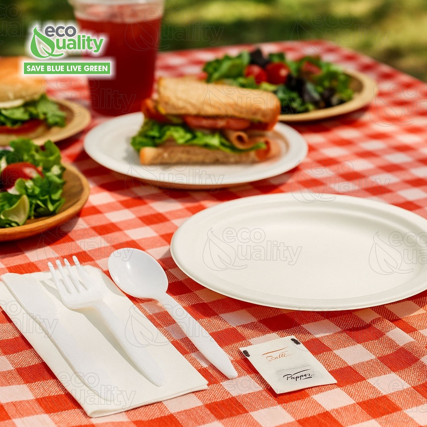 Disposable Plastic Wrapped Cutlery Kit 6 in 1 - Fork/Spoon/Knife/Napkin/Salt/Pepper