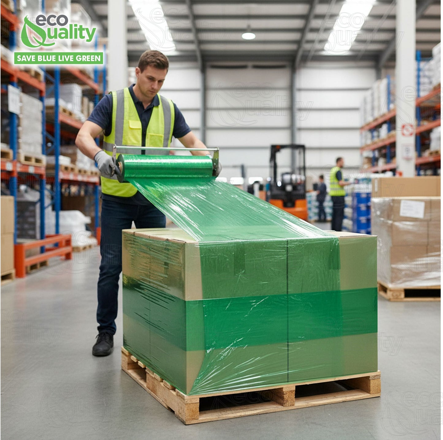 17 inch x 5000 Feet Green Produce Wrapping Plastic Film Roll
