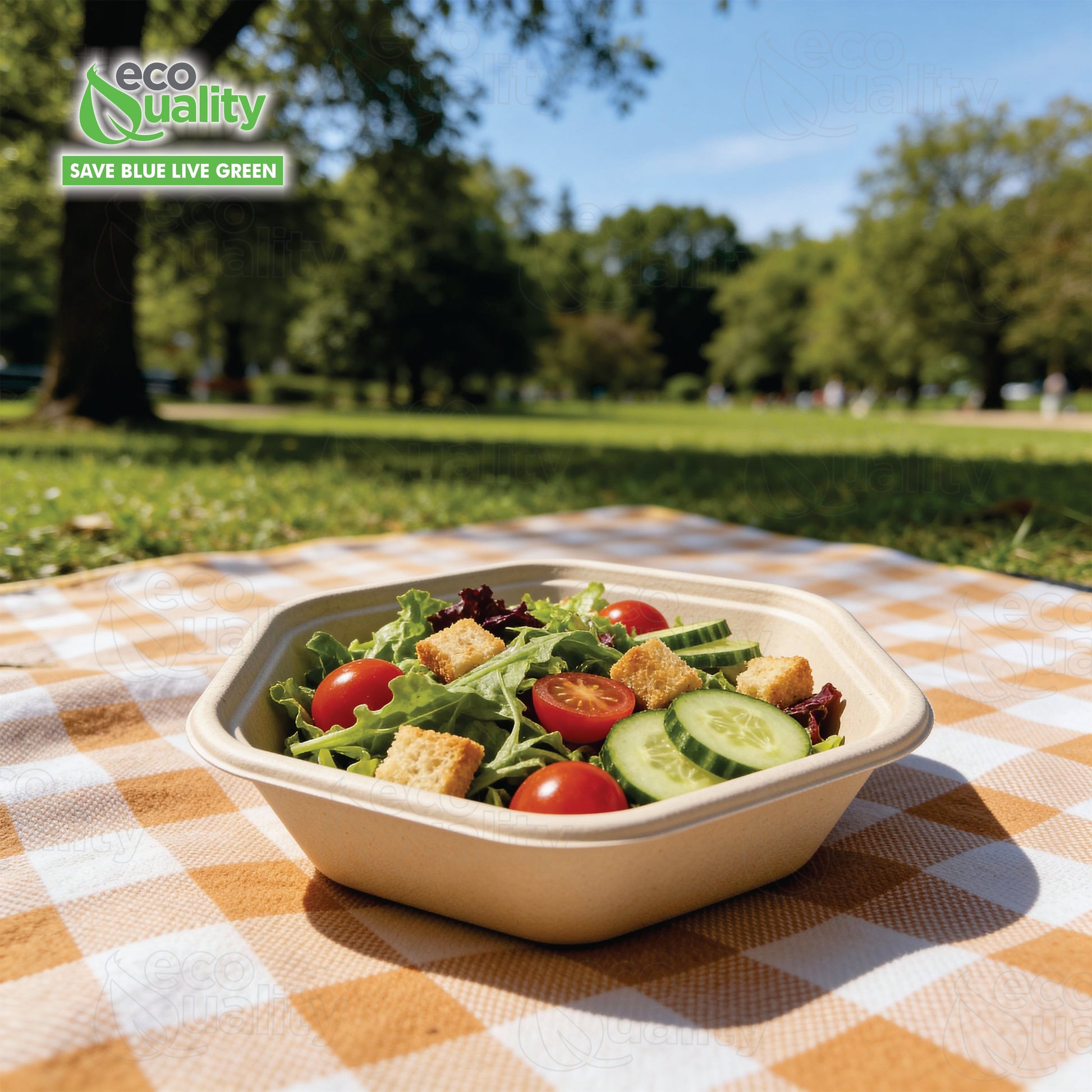 Hexagon 24oz disposable bowl made from sugarcane fiber compostable catering use