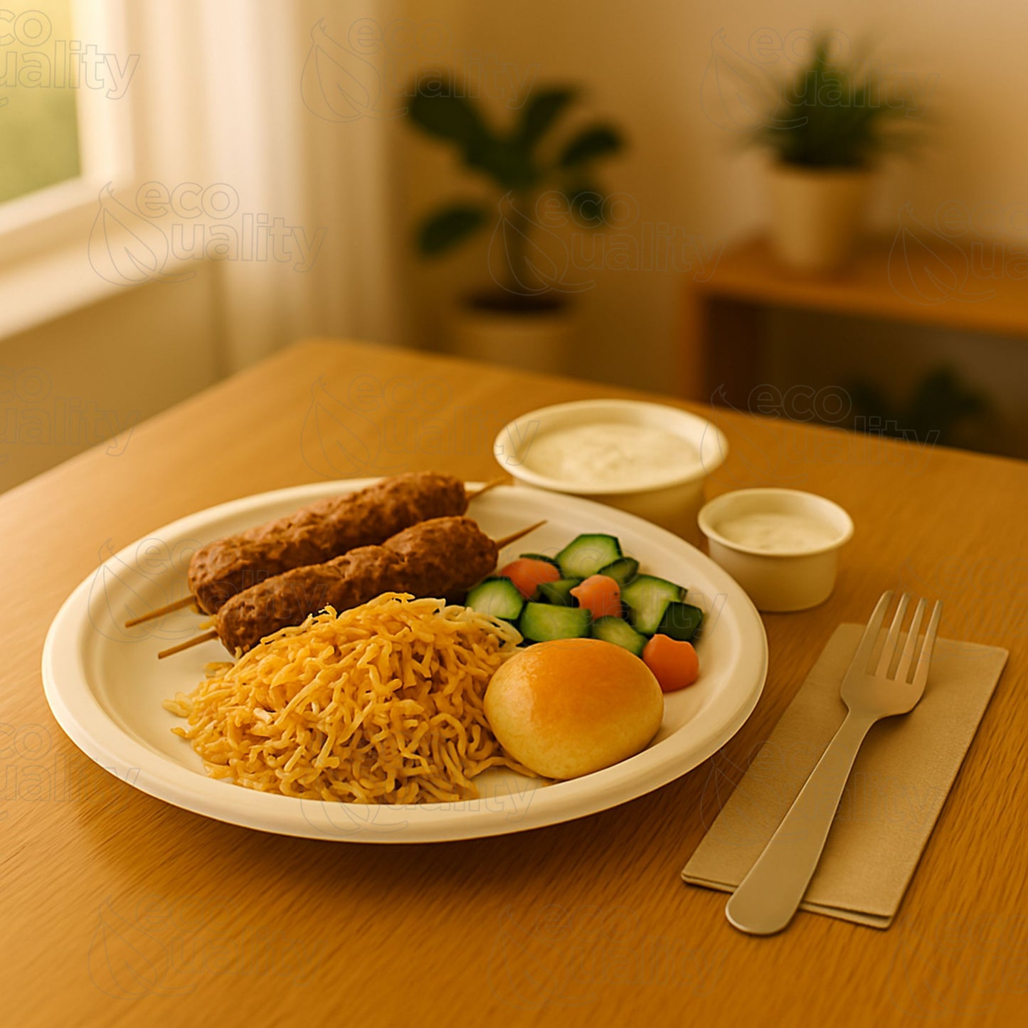9 Inch Round White Compostable Fiber Plates