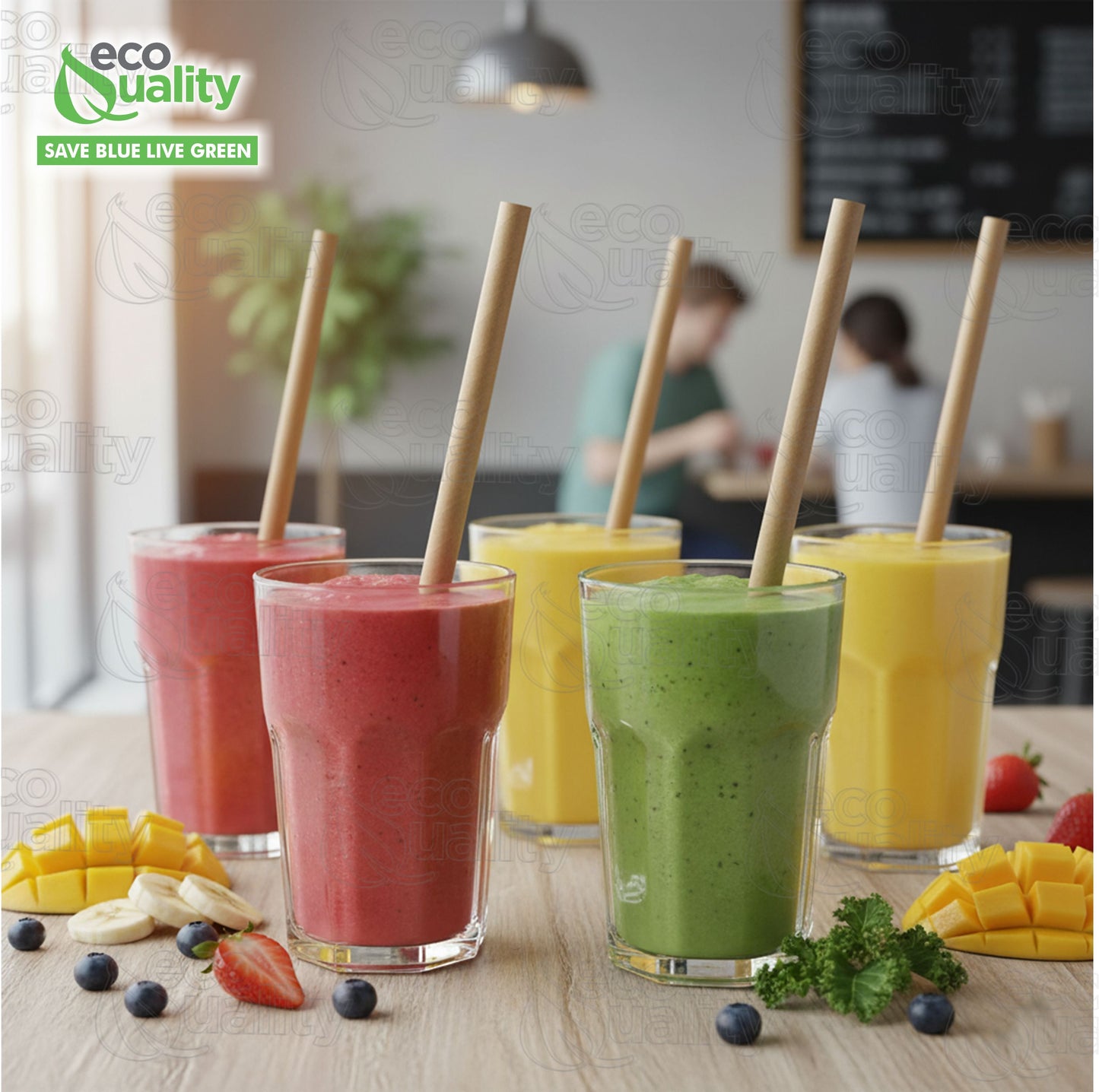 Wrapped Kraft Paper Smoothie Straws 0.3 Inch Wide, Biodegradable Brown Jumbo Durable Drinking Straws, Smoothies, Bubble Tea, Boba, Meal Prep, Shakes